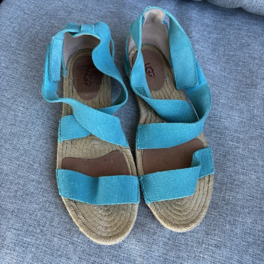 UGG Women's 8 Mila Gladiator Espadrille Sandal Acapulco Teal‎ Blue 1016877